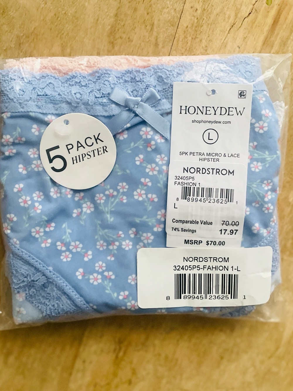NWT! Honeydew Petra 3-Pack Mid Rise Hipster Briefs Size Large